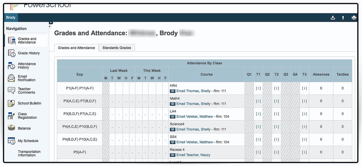 Grades and Attendance Screen Pic